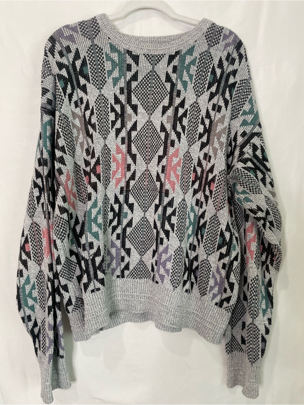 Vintage 80's Jantzen Bold Geometric Knit Grandpa Cabincore Sweater (XL)